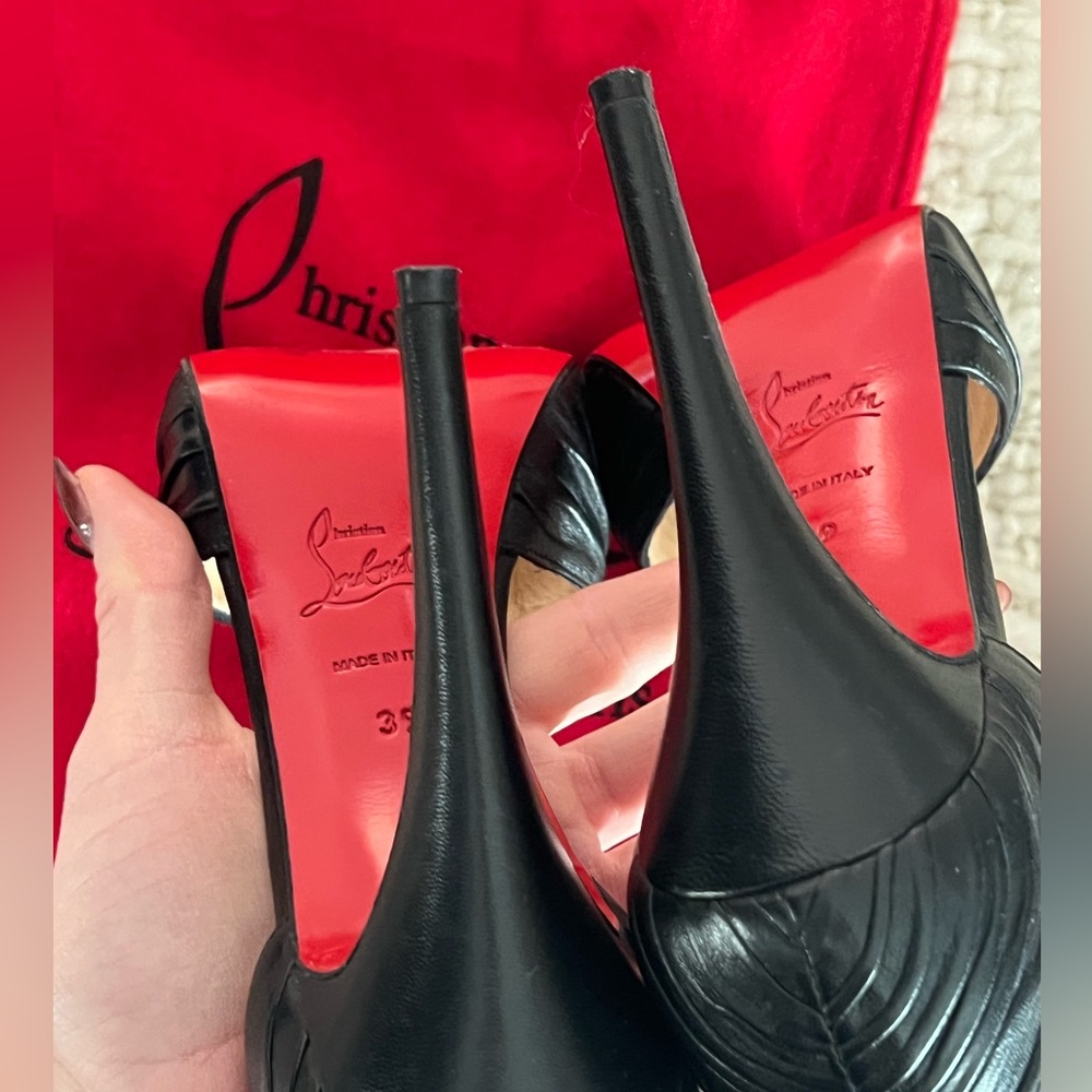 Christian Louboutin Black D'Orsay Peep Toe Heels - Picture 3 of 9